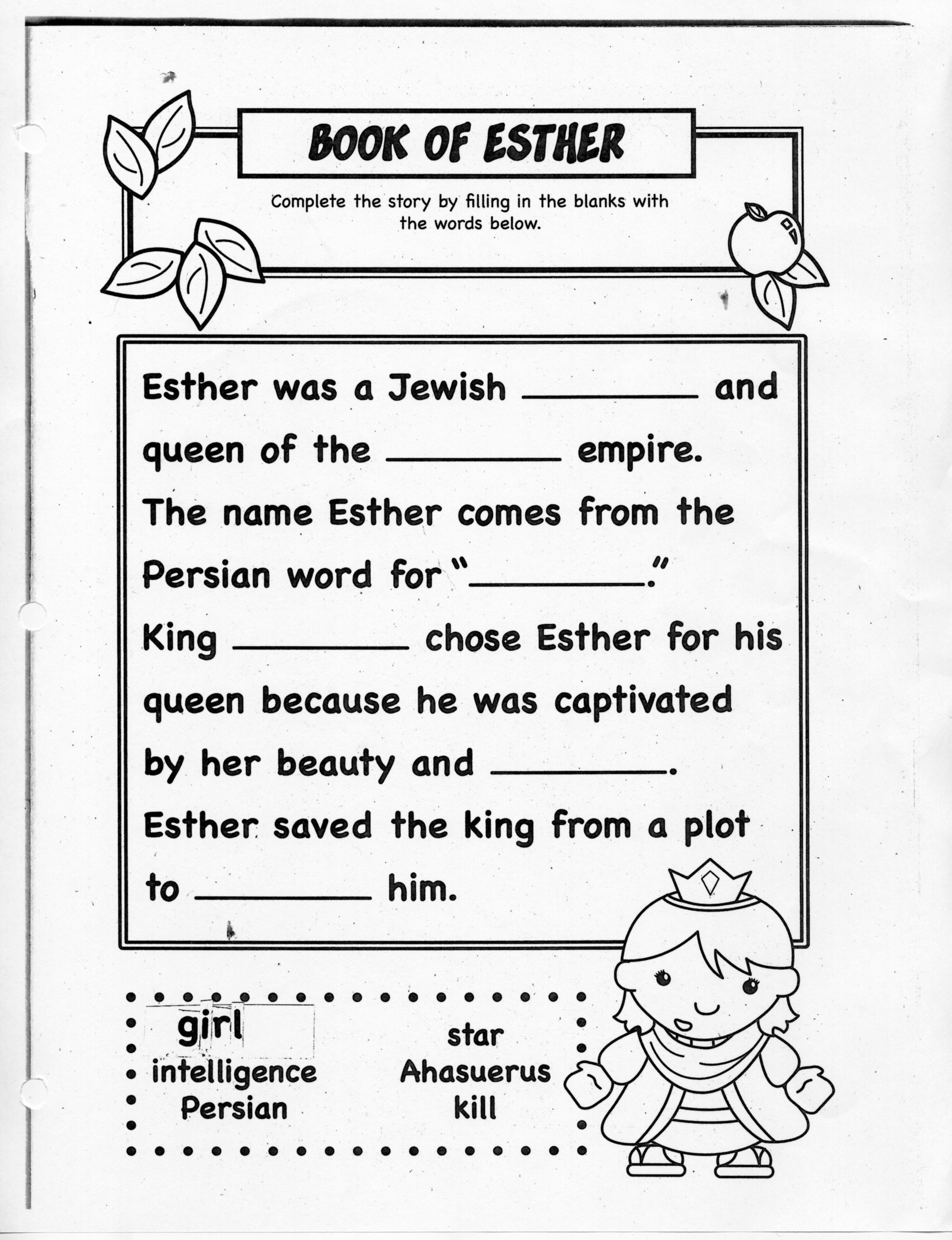 queen esther coloring pages and games - photo #32